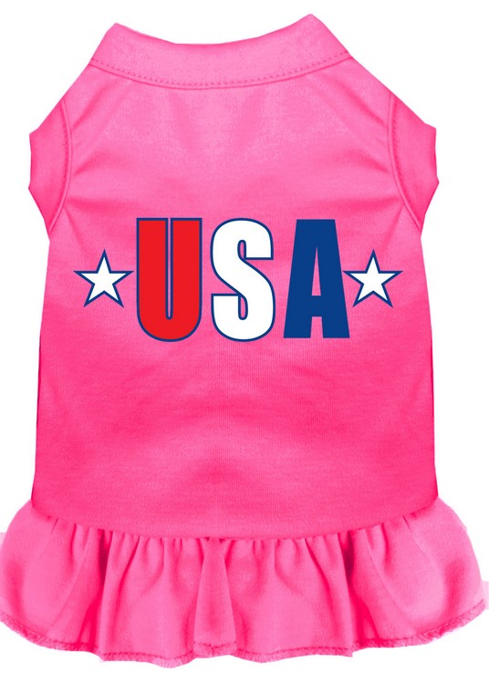 USA Star Screen Print Dress Bright Pink Lg